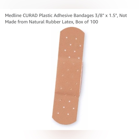 NWT MEDLINE CURAD PLASTIC ADHESIVE BANDAGES 3/8" x 1.5", BOX OF 100 - Picture 2 of 4
